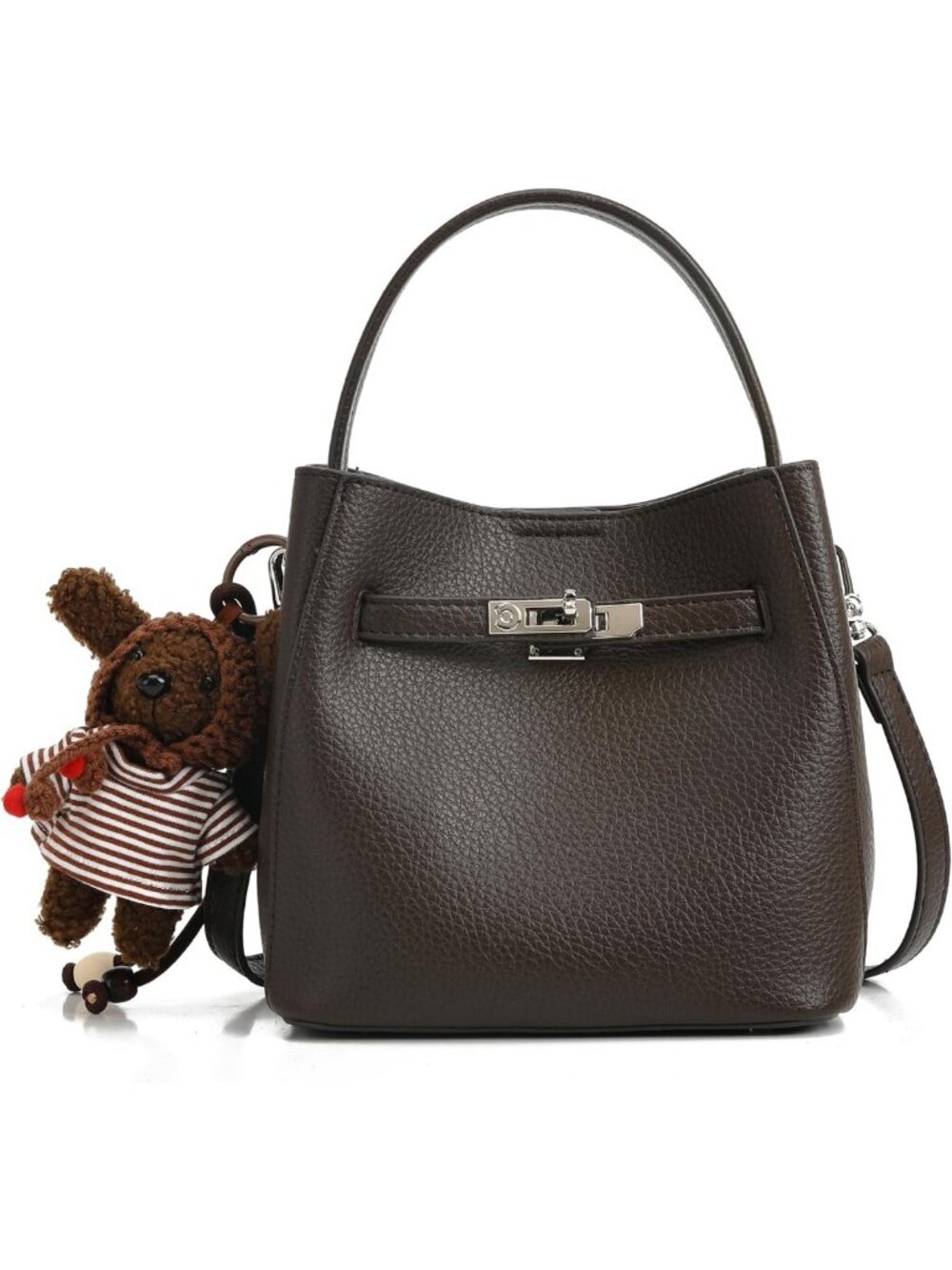 Chic Light Luxury Bucket Bag | Lychee Patterned Handbag & Versatile Crossbody